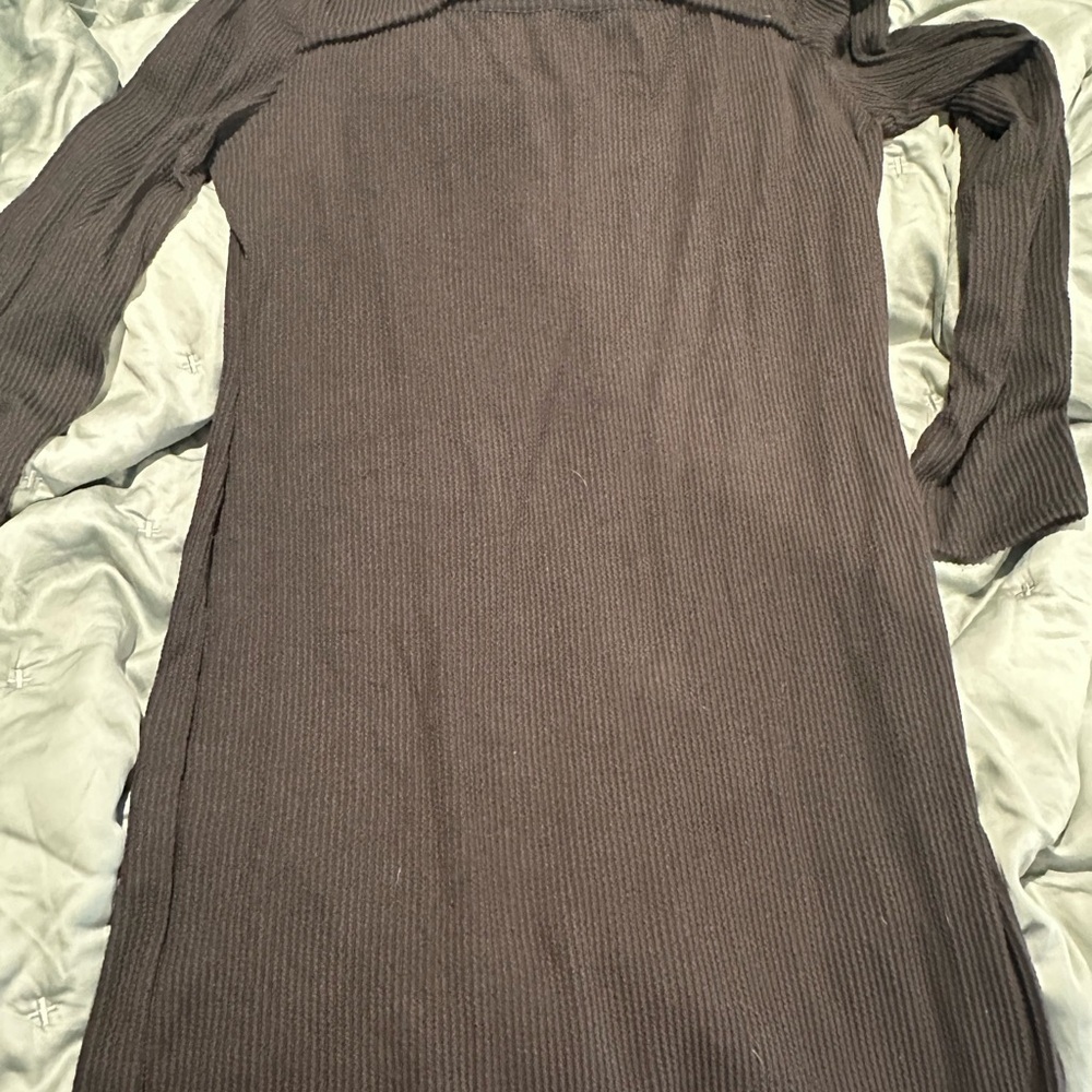 White Birch Black Midi Dress with Ribbed Texture